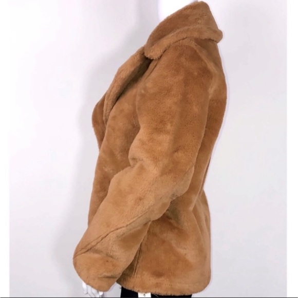 Avec Les Filles Honey Faux Fur Single-Button Jacket SzXS Oversized Notch Lapel - Picture 4 of 16